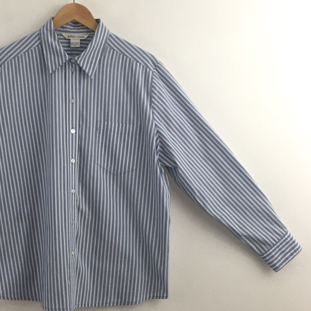 Allison Daley | Blue & White Striped Button Down Shirt